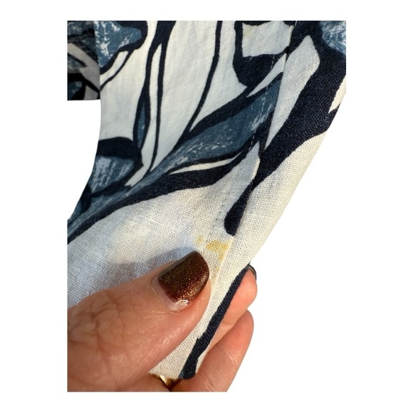 Chicos Navy Linen Blend Navy Black Pattern Open Front Jacket Career Art to Wear - Picture 8 of 15